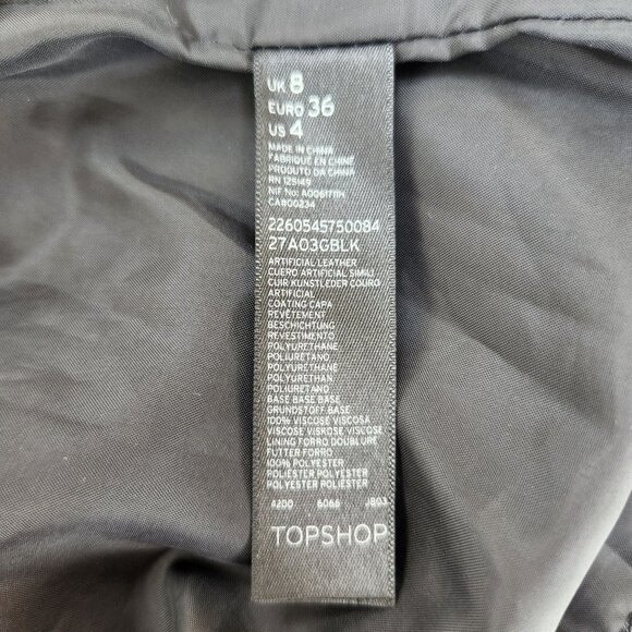 Topshop Faux Leather Quilted Black Mini Skirt 100% Viscose Women's 4 - Picture 6 of 7